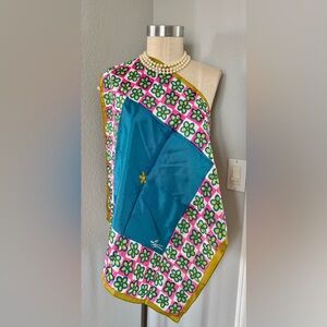 Vintage 60s Lestaire Scarf Flower Power 25”x25”